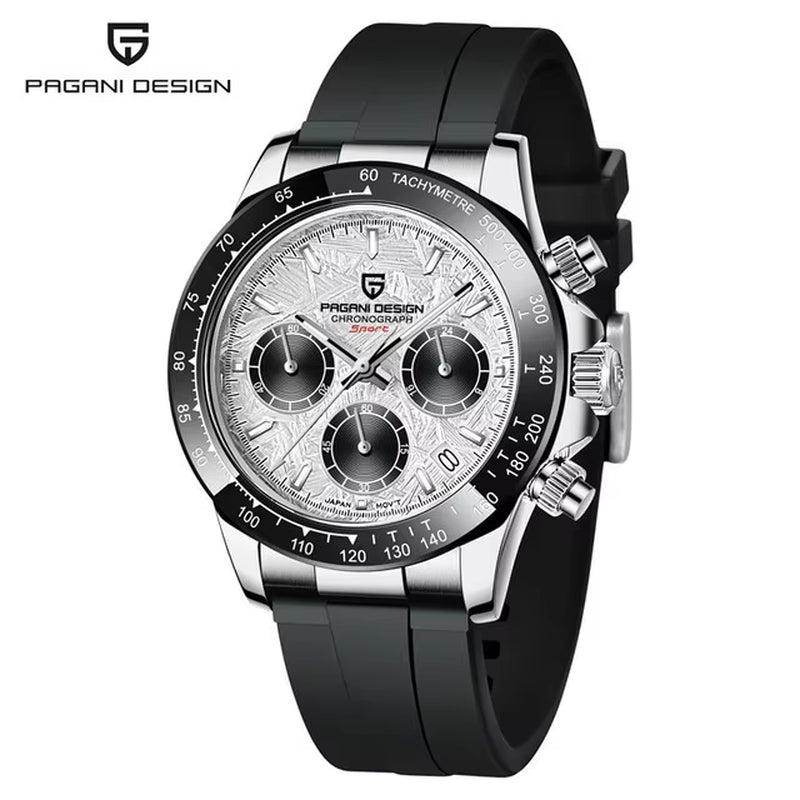40mm V2 Men's Quartz Watch with Sapphire Crystal, Retro Chronograph, Stainless Steel, and Waterproof Features
