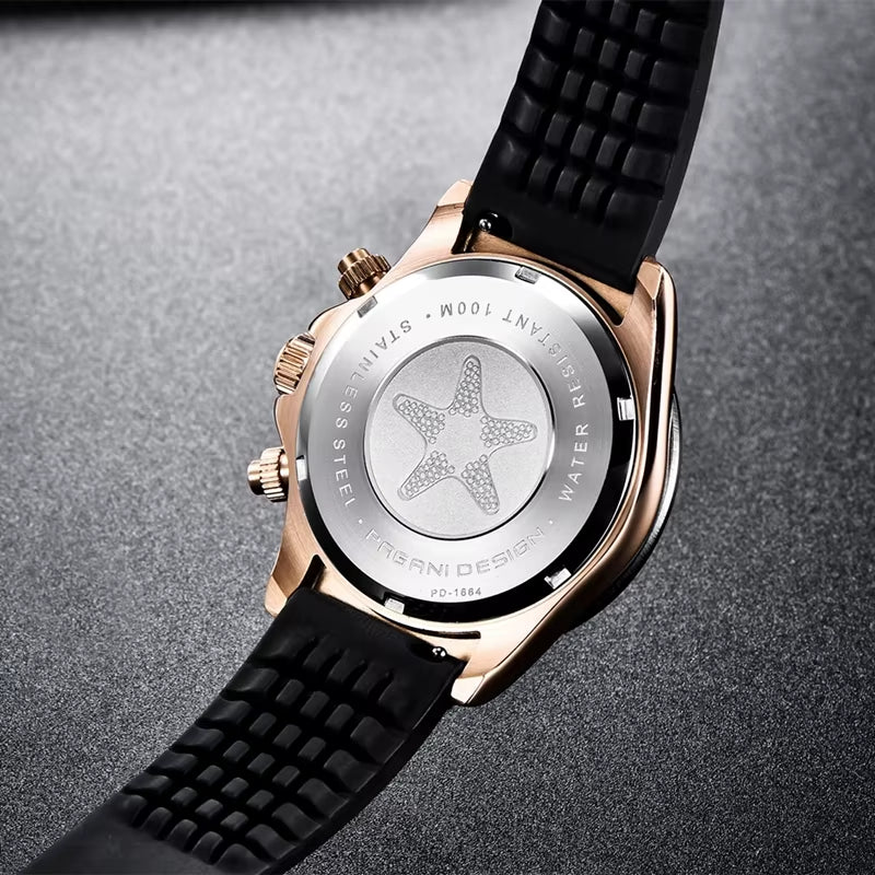 40mm V2 Men's Quartz Watch with Sapphire Crystal, Retro Chronograph, Stainless Steel, and Waterproof Features