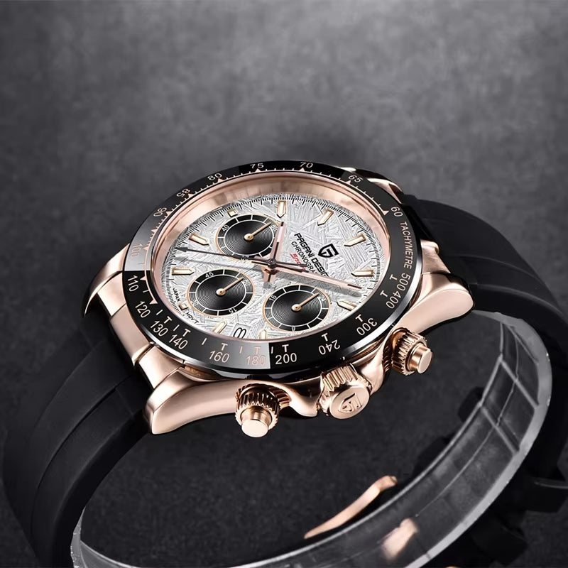 40mm V2 Men's Quartz Watch with Sapphire Crystal, Retro Chronograph, Stainless Steel, and Waterproof Features